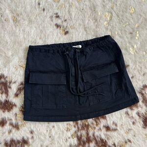 PacSun Black Cargo Pocket Drawstring Mini Skirt